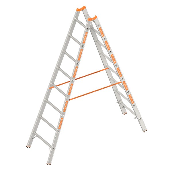 TOPIC 1039 ALU Layher Stehleiter zweiteilig, 2x9 Dreikant-Sprossen 2,65 m
